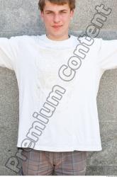 Upper Body Man White Casual T shirt Average
